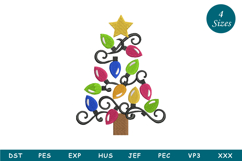 Christmas Tree Lights Embroidery Design Product Image 1