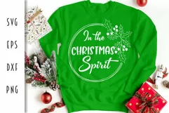 Christmas Wreath SVG - In the Christmas Spirit Cut File Product Image 1