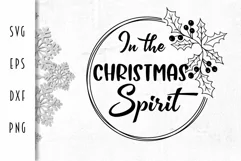 Christmas Wreath SVG - In the Christmas Spirit Cut File Product Image 3