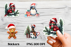 Cute Christmas sticker PNG | Printable winter stickers Product Image 1