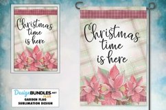 Christmas Time Poinsettia Garden Flag Sublimation Design Product Image 1