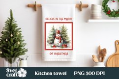 Christmas kitchen towel I Snowman dish towel PNG