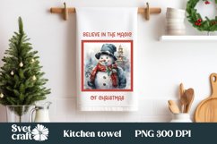 Christmas snowman kitchen towel PNG sublimation | Towel PNG