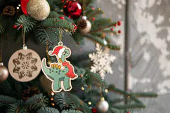 Festive Dino Christmas Ornament Laser Scoring Engraving Product Image 4