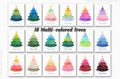 Printable Christmas Card Hand Painted Watercolor Trees Vol.1 Product Image 2