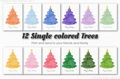 Printable Christmas Card Hand Painted Watercolor Trees Vol.1 Product Image 3
