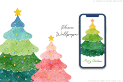 Printable Christmas Card Hand Painted Watercolor Trees Vol.1 Product Image 8