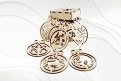Set Christmas decoration in box vector files for laser cut Product Image 3