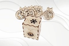 Set Christmas decoration in box vector files for laser cut Product Image 5