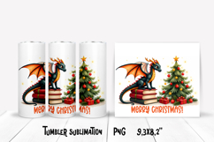 Christmas tumbler PNG | Christmas dragon tumbler sublimation Product Image 1