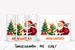 Christmas tumbler PNG | Christmas dragon tumbler sublimation Product Image 1