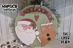 Christmas Welcome Santa and Ginger Sign Laser SVG Product Image 1