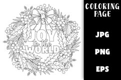 Christmas Wreath Coloring - Joy to the World Product Image 1