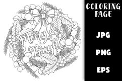 Christmas Wreath Coloring - Merry & Bright Product Image 1