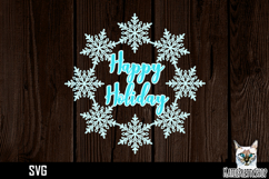 Papercut snowflake wreath frame, Happy Holiday Ornament Product Image 1