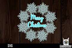 Papercut snowflake wreath frame, Merry Christmas Ornament Product Image 1