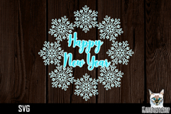 Papercut snowflake wreath frame, Happy New Year Ornament Product Image 1