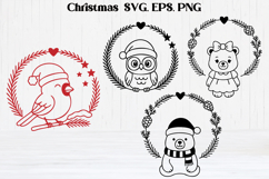 Christmas wreath SVG design | Christmas silhouette SVG Product Image 1