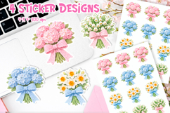 Crochet Flower Bouquet Stickers | Floral PNG Design Product Image 1