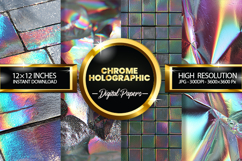 Chrome Holographic Digital Papers - 04 Variations Product Image 1