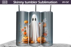 Ghost With Pumpkin Tumbler Sublimation | Halloween Tumbler Product Image 1