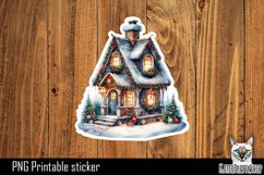 Christmas House Sticker PNG. Christmas stickers Product Image 1
