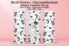 Chrysanthemum birth flower skinny tumbler sublimation wrap with high resolution and transparant background are for 20oz and 30oz skinny tumbler