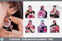 Bundle of six Chrysanthemums cow tag earrings sublimation designs.