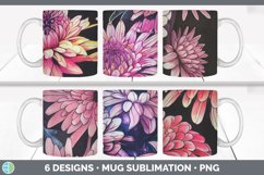 Bundle of six Chrysanthemums mug sublimation designs.