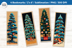 Christmas Tree Bookmarks, Vol.10, Printable Crafts, 4 PNG Product Image 1