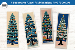 Christmas Tree Bookmarks, Vol.2, Printable Crafts, 4 PNG Product Image 1