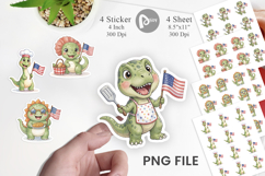 Chubby BBQ Dino Patriotic Sticker Product Image 1