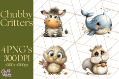 Chubby Critters PNG, Cute Woodland Animal Clipart Png Product Image 1