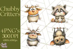 Chubby Critters PNG, Cute Woodland Animal Clipart Png Product Image 1