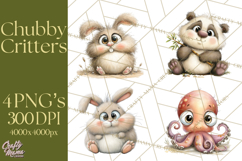 Chubby Critters PNG, Cute Woodland Animal Clipart Png Product Image 1