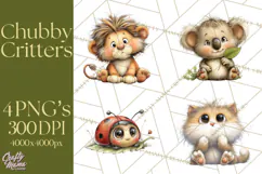 Chubby Critters PNG, Cute Woodland Animal Clipart Png Product Image 1