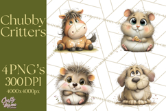 Chubby Critters PNG, Cute Woodland Animal Clipart Png Product Image 1