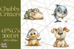 Chubby Critters PNG, Cute Woodland Animal Clipart Png Product Image 1