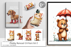 Chubby Raincoat Critters Digital Paper Product Image 1
