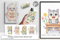 Chubby School Dino Digital Paper Product Image 1