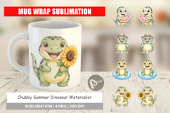 Chubby Summer Dinosaur Mug Wrap Product Image 1
