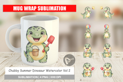 Chubby Summer Dinosaur Mug Wrap Product Image 1