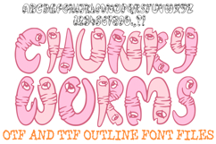 Chunky Worms Font Hand Drawn Comic Snakes Wiggly Lettering ABC OTF Type by Squeeb Creative