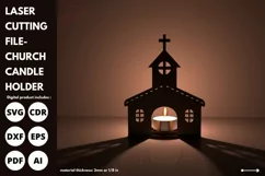Church Candle Holder svg Laser Cut - Church tea light holder Product Image 4