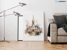 Boho Churches design bundle, 6 png files, Watercolor art Product Image 3