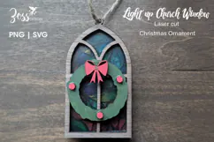 Light-Up Church Window Christmas Ornament Laser-Cut File Product Image 1