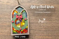 Light-Up Church Window Christmas Ornament Laser-Cut File Product Image 3