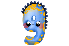 Cute Dino Numbers Clipart 0-9, Hand Painted Watercolor Product Image 10