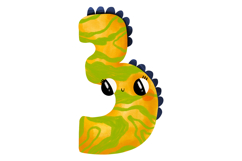 Cute Dino Numbers Clipart 0-9, Hand Painted Watercolor Product Image 4