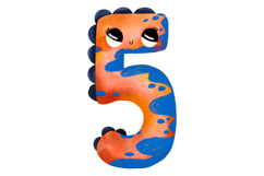 Cute Dino Numbers Clipart 0-9, Hand Painted Watercolor Product Image 6